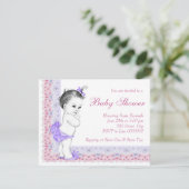 Invitation Sweet Baby Baby shower rose et violet (Debout devant)