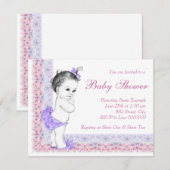 Invitation Sweet Baby Baby shower rose et violet (Devant / Derrière)