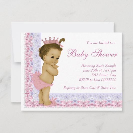 Invitation Sweet Baby Baby shower rose et violet (Devant)