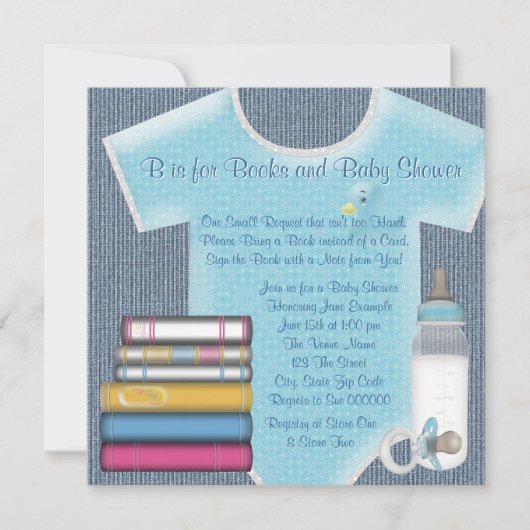 Invitation Sweet Baby Boy Apportez Un Baby shower De Livre (Devant)