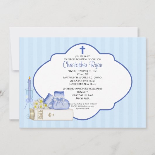 Invitation Sweet Baby Boy Baptism Inviation (Devant)