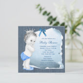 Invitation Sweet Baby Boy Blue Denim Baby shower (Debout devant)