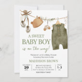 Invitation Sweet Baby Boy Boho Vêtements Baby shower (Devant)