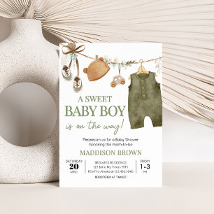 Invitation Sweet Baby Boy Boho Vêtements Baby shower