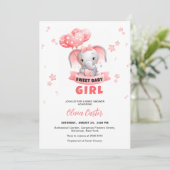 Invitation Sweet Baby Elephant Baby shower (Debout devant)