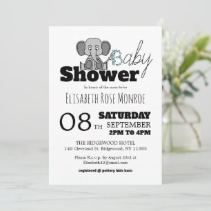 Invitation Sweet Baby Elephant, Baby shower