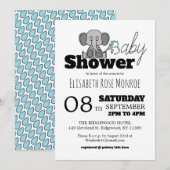 Invitation Sweet Baby Elephant, Baby shower (Devant / Derrière)