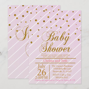Invitation Sweet Baby Girl Rose & Gold Confetti BABY SHOWER