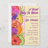 Invitation Sweet Baby in Bloom, flowers & fruit baby shower (Devant)