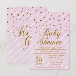 Invitation Sweet Baby Pink & Gold Confetti   BABY SHOWER