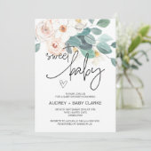 Invitation Sweet Baby shower Party Blush Floral (Debout devant)