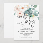 Invitation Sweet Baby shower Party Blush Floral (Devant / Derrière)