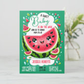 Invitation Sweet Baby Watermelon Baby shower à thème (Debout devant)