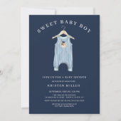 Invitation Sweet Bear Romper Boys Baby shower (Devant)