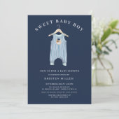 Invitation Sweet Bear Romper Boys Baby shower (Debout devant)