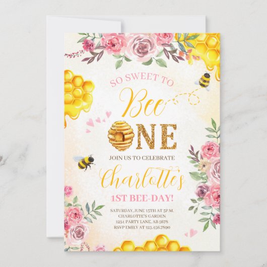 Invitation Sweet Bee 1er anniversaire (Devant)
