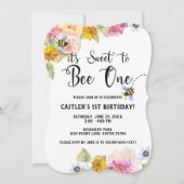 Invitation Sweet Bee 1er anniversaire Floral Pastel Invitatio (Devant)