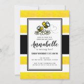 Invitation Sweet Bee Day Party Jolie Jaune Anniversaire (Devant)
