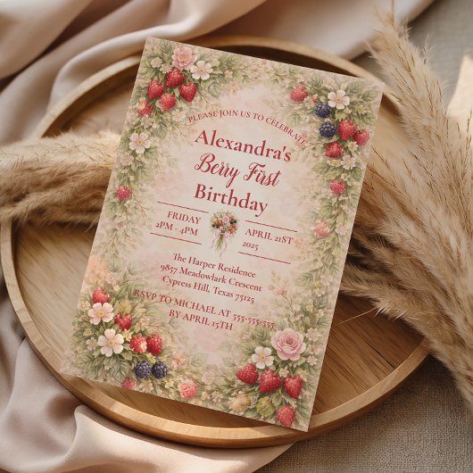 Invitation Sweet Berry Garden 1st Birthday