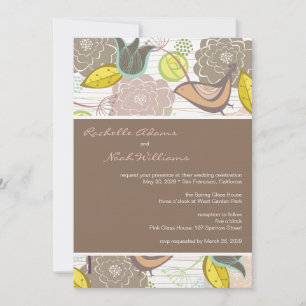 Invitation Sweet Birds Floral Gardding Invite