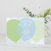 Invitation Sweet Blue Green Premier Garçon Anniversaire Ballo (Debout devant)