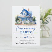 Invitation Sweet Blue Home Fête de réchauffement de la maison (Debout devant)
