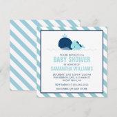 Invitation Sweet Blue Whales Boy Baby shower (Devant / Derrière)