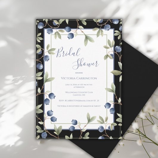 Invitation Sweet Blueberries Elegant Bridal Shower
