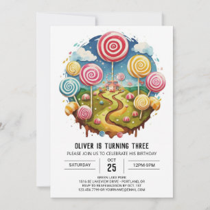 Invitation Sweet Bohemian Lollipop anniversaire