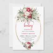 Invitation Sweet Bohemian Ruby Red White Gold Baby Shower (Devant)