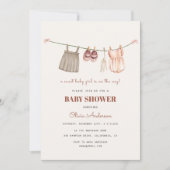 Invitation Sweet Boho Clothesline Baby shower fille (Devant)