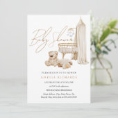 Invitation Sweet Boho Nursery Baby shower bleu (Debout devant)