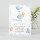 Invitation Sweet Boy Bunny avec Baby shower de demande de rés (Debout devant)