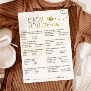 Invitation Sweet Bumble Bee Baby shower Baby Trivia Card
