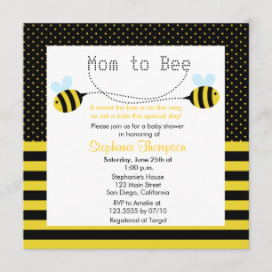 Invitation Sweet Bumble Bee Mommy to Bee Baby shower Invitati