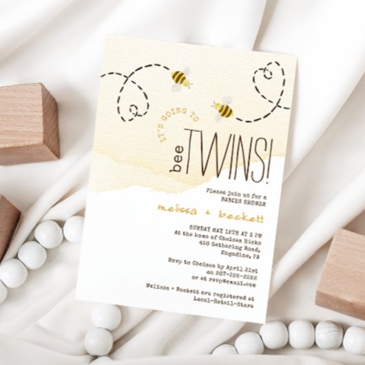 Invitation Sweet Bumble Bee Twins Baby shower