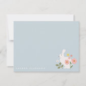 Invitation Sweet Bunny Floral Easter Note Card (Devant)