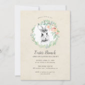 Invitation Sweet Bunny Floral Wreath fête de Pâques Brunch (Devant)