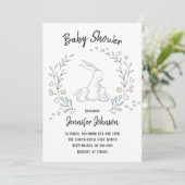 Invitation Sweet Bunny Love Twins Baby shower (Debout devant)