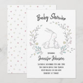 Invitation Sweet Bunny Love Twins Baby shower (Devant / Derrière)