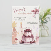 Invitation Sweet Cake Birthday Girl Party (Debout devant)