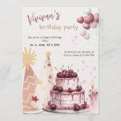 Invitation Sweet Cake Birthday Girl Party (Devant)