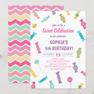 Invitation Sweet Candies fête d'anniversaire
