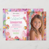 Invitation Sweet Candy 1er 2e 3e 5e anniversaire Photo (Devant / Derrière)