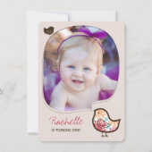 Invitation Sweet Candy Damask Chick Girl 1er anniversaire Inv (Devant)