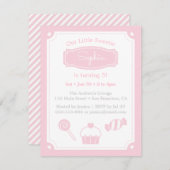 Invitation Sweet Candy et Cupcake, Fête d'anniversaire des fi (Devant / Derrière)