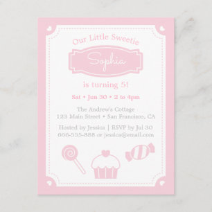 Invitation Sweet Candy et Cupcake, Fête d'anniversaire des fi