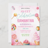 Invitation Sweet Candy fille d'anniversaire (Devant)