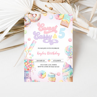 Invitation Sweet Candy Land Crème glacée Girls 5e anniversair