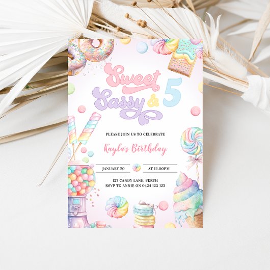 Invitation Sweet Candy Land Crème glacée Girls 5e anniversair